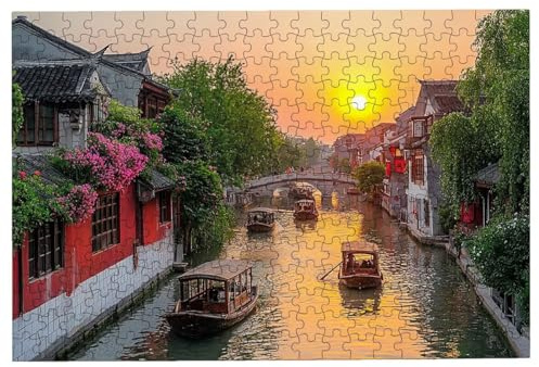 Puzzle 3000 Teile Landschaft, Boot Puzzle 3000 Teile Erwachsene, Klassische Puzzles für Erwachsene, Challenging Puzzel für Die Ganze Familie, Holzpuzzle Geschenke für Frauen, Deko Wohnzimmer -3398