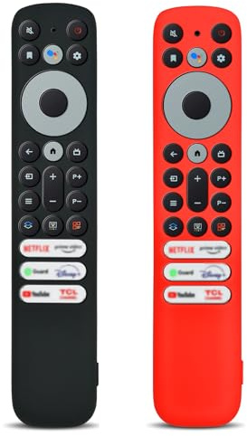 WKOLF Set di 2 custodie protettive in silicone per telecomando TCL 8K QLED Voice TV C935 C835 C735 C635 P635 X925 Series, RC902V FMR5, RC902V/802NU1, telecomando TV (silicone, rosso e nero)
