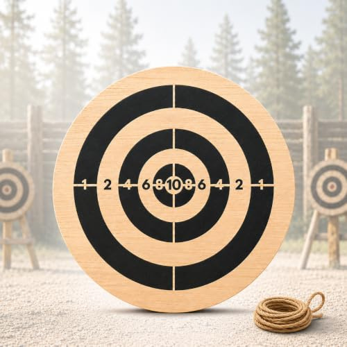 Holzzielscheibe für Wurfmesser & Wurfäxte – Ø 40 cm, 3 cm stark | 1,6 kg Trainingsscheibe aus Naturholz | Für Garten, Outdoor-Training & Wurfmesser-Sport | Kompakt & Transportfreundlich