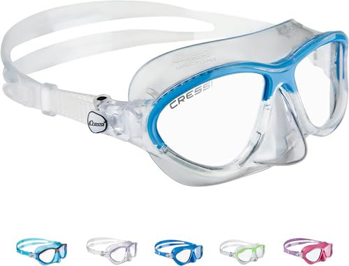 Cressi Moon Kid Mask - Maschera per Immersioni e Snorkeling, Trasparente/Blu, Taglia Unica, Unisex Bambini 5-10 Anni