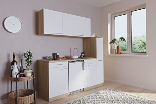 Respekta Luis Küchenzeile, Holzwerkstoff, Weiß, 180 cm