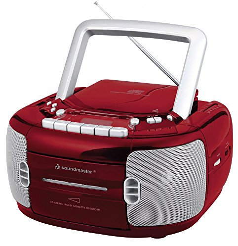 Soundmaster SCD6550RO CD/Radio Boom Box mit Kassette/MP3-CD/USB/Aux-IN rot
