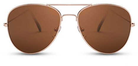 Cheapass Sonnenbrille Damen Herren Gold Braun Getönt UV-400 Flieger Metall