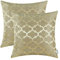 CaliTime Kissenbezüge Kissenhülle 2er-Pack Wurfkissenbezüge Schalen für Heim-Sofa-Couch Modern Glänzend & Matt Kontrast Quatrefoil Akzent Geometrisch 45cm x 45cm Gold