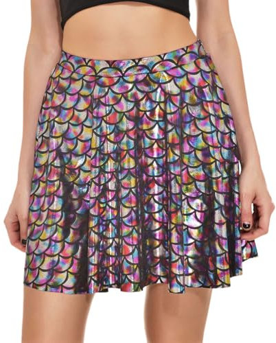 VORCOOL Sommer Print Skalen Kurzen Rock Weibliches Temperament Mode Faltenrock (Farben, XL)