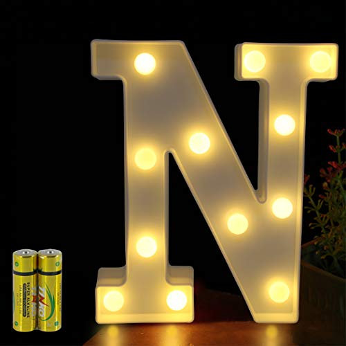 HONPHIER® Buchstaben Lichter Alphabet Lampe LED Brief Beleuchtung Buchstabe Licht Beleuchtete Buchstaben Nachtlichter Dekoration für Geburtstag Party Hochzeit Kinderzimmer (N)