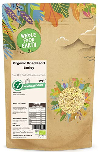 Wholefood Earth Organic Dried Pearl Barley 1kg Vegan | GMO Free | High Fibre | Source of Protein | Certified Organic