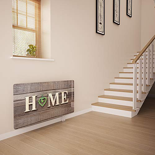 Glass Radiator Cover Printed - Home and Green Heart - Made by Premier Range in 1420mm Wide x 640mm High