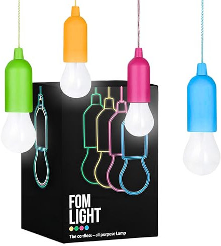 Enchanting Playhouse or Treehouse Adventure: 4-Pack Battery-Operated Kids' Hanging Lights with Safe Touch and Easy Pull Chain