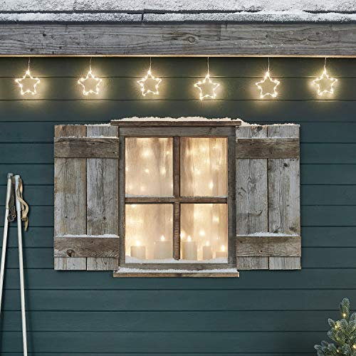 Lights4fun 6er LED Osby Sternen Girlande Weihnachtsbeleuchtung mit Timer Innen & Außen Lichtervorhang Innen