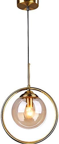 Hobaca® E27 Kreis Kupfer Gold Bernstein Glas nordisch Modern Pendelleuchte Hängelampe Küchenleuchte Esszimmer Hanglamp Wohnzimmer