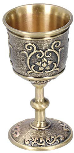 Mittelalterlicher Kelch, Vintage Weinglas, Weinlese Bronze Weinbecher Kelch Whisky Getränk Geprägter Becher(L)