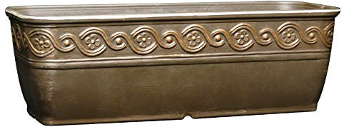 Classic Home and Garden Korinthischer rechteckiger Pflanzkasten mit Ablaufstopfen – kleine Sukkulentententöpfe – Flacher Blumenkasten für drinnen und draußen (25,4 cm Bronze, 1 Stück)