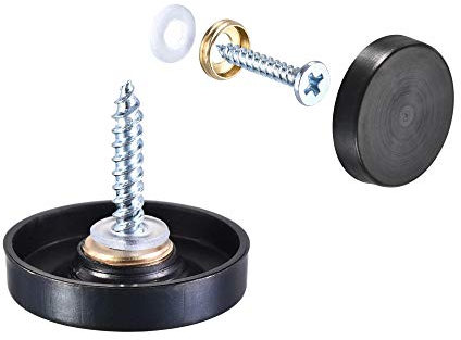 uxcell Mirror Screws, 25mm/0.98, 20pcs Decorative Cap Fasteners Cover Nails, Wire Drawing, Black 304 Stainless Steel