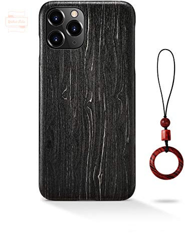 Yidai-Silu Coque iPhone XR Etui en Bois 【Œuvre d'art, Ultra-Fine 0,8mm】 Housse Case en Fibre d’Aramide de Protection Coque Antichoc pour iPhone XR 6,1” - L'ébène