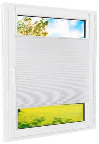 Plissee Klemmfix [Weiß, 85x140 cm] Verdunkelung für Fenster ohne Bohren, Faltrollo mit einfacher Montage/Bietet optimalen Lichtschutz und Privatsphäre, idealer Sonnenschutz für jedes Fenster