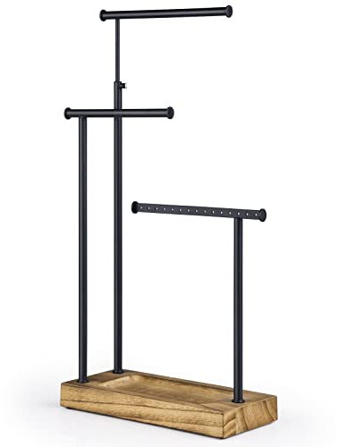 SRIWATANA Jewelry Organizer Stand, Extra Tall Necklace Holder Jewelry Holder (Carbonized Black & Black)