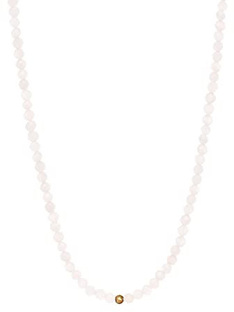 BERGERLIN Collier en quartz rose avec perle plaquée or - chaîne rose avec fermoir, facettée - taille ML, Quartz Rose, Or - 50+5 cm