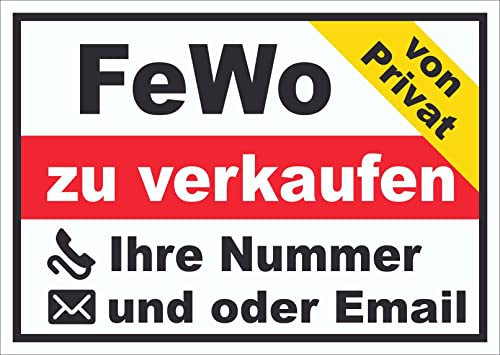 FeWo zu verkaufen von Privat Schild A2 Rückseite selbstklebend