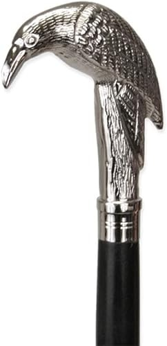 Riyex Edgar Allen Poe's Mystic Raven Gothic Gehstock Swagger Cane, 94 cm, Hartholz, Schwarz