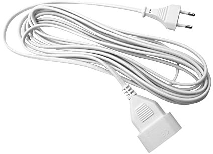 PerfectHD Stromkabel - 2 Meter - Verlängerung Eurostecker - Typ-C-Stecker auf auf Typ-C-Buchse - Netzkabel Verlängerungskabel - Weiß - 2m