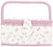 Sewing Basket with Pink Fabric Craft Thread Needle Vintage Sewing Basket Household Design Sewing Tool Storage Box with Removable Tray Builtin Pin Cushion and Interior Pocket