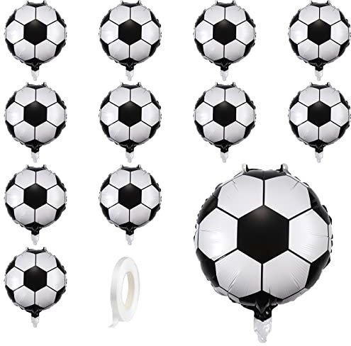 AIEX 12stk 45,7cm Fußball Luftballon, Fussball Luftballon Deko mit 10m Weißer Schnur Fußball Party Zubehör für Fußball-Thema Kindergeburtstag Party Dekorationen