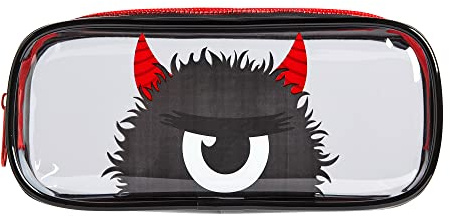 Tinc Cute Black Clear PVC School Pencil Case | Travel & Make Up Bag | Cosmetic Storage | Big Capacity Pencil Pouch | Perfect for School, Homework, Travelling, Sleepovers