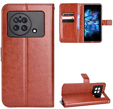 BellaCase Vivo X Fold Coque [Étui Portefeuille] [Fonction Support] [Slots pour Cartes] [Couverture à Rabat Magnétique] Compatible avec Le Smartphone Vivo X Fold(Marron)