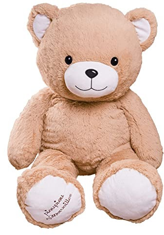 Pioupiou et Merveilles Peluche Gigante de fabricación Francesa XXL Gaston Bear Beige – 100 cm de Altura – Peluche Gigante Totalmente Suave para niños Made in France – 16605
