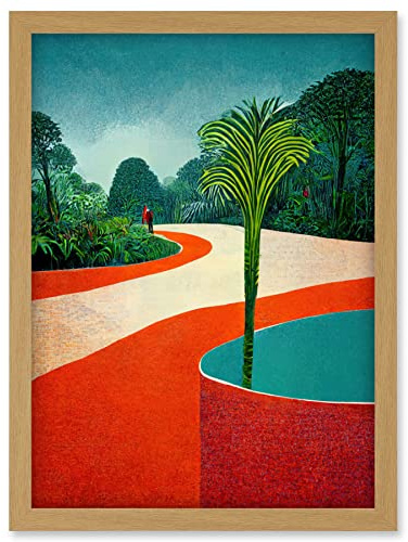 Doppelganger33 LTD Modern Abstract Orange Jungle Artwork Framed Wall Art Print A4
