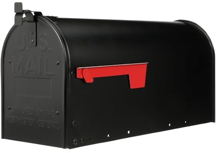 Architectural Mailboxes Admiral™ Rust-Proof Aluminum Metal Post Mounted Mail Box for Outside, Black, Large Curbside Mailbox, USPS Approved for Residential Delivery