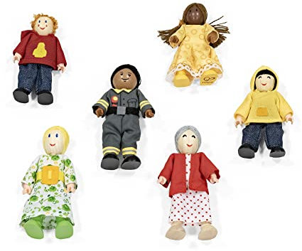Stokke MuTable Holzhaus Puppen von Hape Toys - 2023 Neuentwicklung - Inklusive sechs Holzfiguren unterschiedlicher Altersstufen & Bekleidung - Ab 3 Jahren