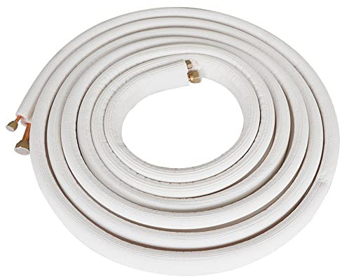 kimllier Manguera de cobre para aire acondicionado de 25 pies, 1/4 pulgadas y 1/2 pulgada, manguera de cobre aislada, para aire acondicionado mini split