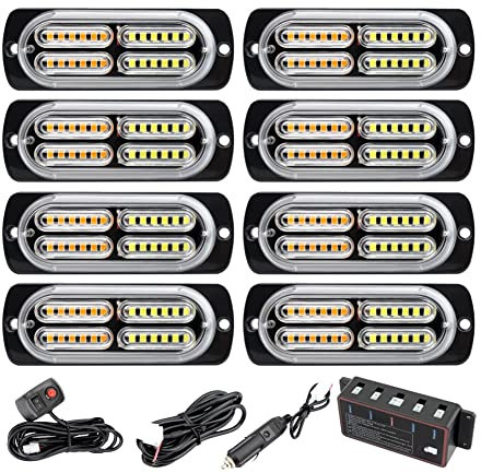 1 feu d'avertissement stroboscopique de 20,3 cm, blanc