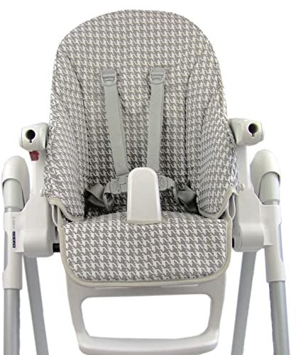 Ersatzbezug Sitzkissen [Bezug für Hochstuhl] kompatibel mit Peg Perego Prima Pappa ZERO3 & SIESTA (graue Karos)