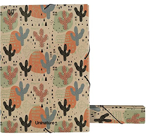 Unipapel Projektmappe | 100% recycelter Karton und Kraftpapier | Maße: 35 x 25 x 5 cm | Uninature Design Cactus | Recycled 100% Credit