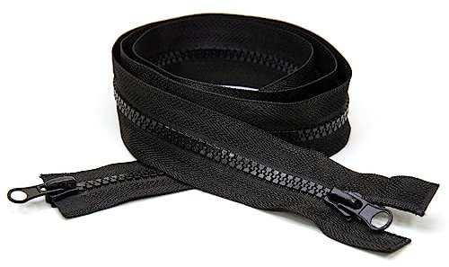 1 Stück Reißverschluss in Schwarz 70 cm, Langer Spiralreißverschluss, #8 Reißverschluss, 2 Wege Teilbar Schwarze Reissverschluss, Für Jacken, Taschen, Bettwäsche (Schwarz)