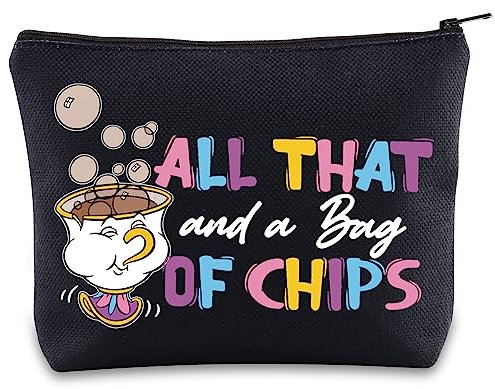 BWWKTOP Mrs. Potts And Chip Make-up-Tasche von Beauty Beast inspirierte Geschenke All That And A Bag Of Chips Merchandise, Beutel mit Chips BL, Beutel