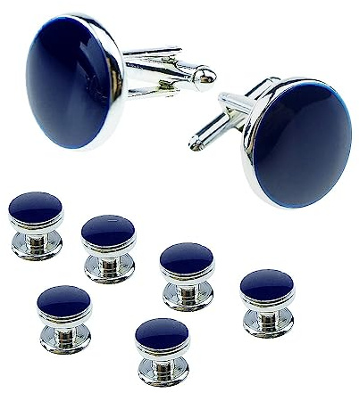 Lot de 8 boutons de manchette pour homme - Boutons de manchette et clous pour chemise de smoking - Pour mariage, Saint-Valentin, festival, anniversaire, remise de diplôme, 20mm x 18mm, Bleu, Cuivre