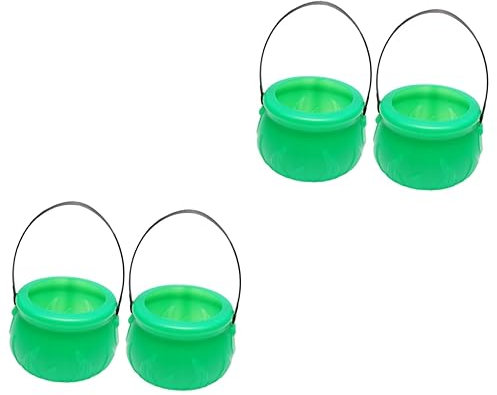 Toyvian 4 Stück Flammeneimer Kessel-Halloween- Kinder Eimer St. Patricks Day Patrick s Day Party Favors Kobold Töpfe Süßigkeitenbehälter Heimzubehör Kürbis Eimer Wasserkocher Plastik