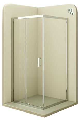 Moments Of Glass Mampara de Ducha Dora 90x120x190cm, REVERSIBLE, Puerta Corredera, Ajuste 87.5-89.5x117.5-119.5cm, Perfiles Cromados, Cristal Templado Transparente 6mm