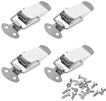 VOCIBO® Spannverschluss, Spannverschluss Edelstahl 4 Stück 34mm Mit Schrauben 16 Stück, Hebelverschluss, Kistenverschluss, Kappenschloss für Toolbox Schublade Truhe Case Box Schrank