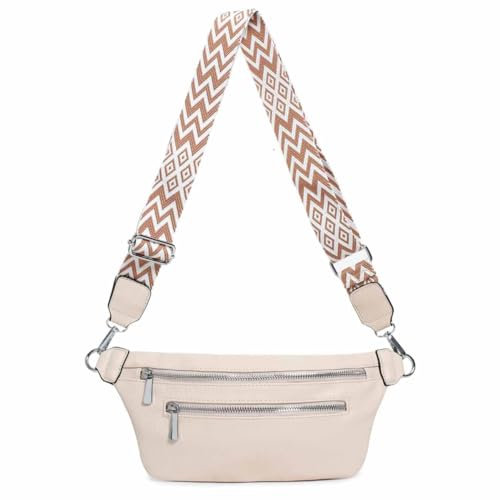 OBC Damen Brusttasche Tasche Crossbody Gürteltasche Umhängetasche Hüfttasche Cross-Over Bodybag Apricot