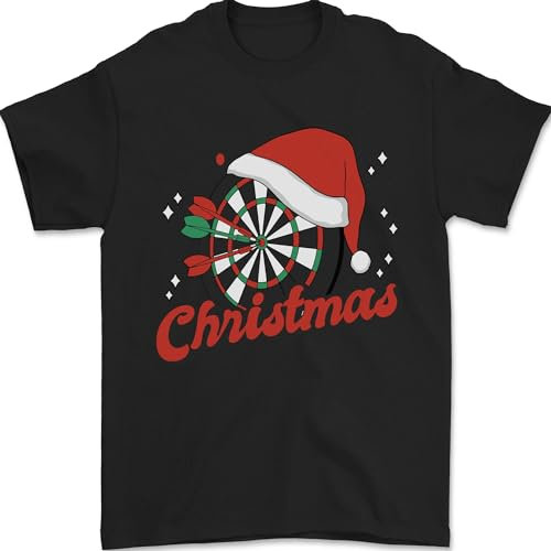 Christmas Dartboard Darts Xmas Herren T-Shirt 100% Baumwolle, Schwarz , L