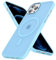 oakxco Magnetic Case for iPhone 12 Pro Max Phone Case Compatible with Magsafe, Slim Thin Clear Hard Shell Plastic & Silicone Rubber Bumper, Transparent Cute Mag Safe Cover for Women Girls, Light Blue