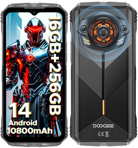 DOOGEE S Punk Rugged Smartphone 2024, 16(6+10) GB+256GB/1TB Telefono Indistruttibile, Android 14 10800mAh Rugged Phone 126dB Altoparlante, Smartphone Rugged 6.58” FHD+, 50MP NFC/OTG/Dual SIM/Face ID