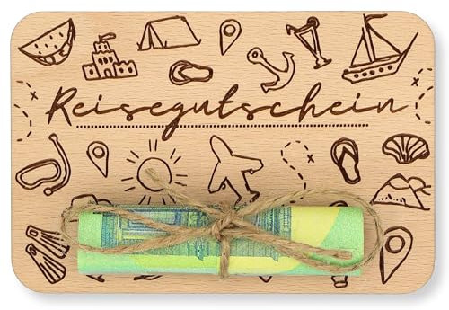 ZUKLA kleine Verpackung für Geldgeschenk Reise 12 x 8 cm - Geschenke für Reisende - Handmade - Reisegutschein Geschenk Verpackung