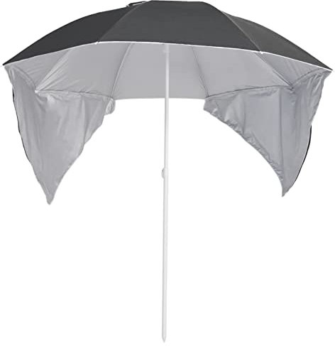 Homgoday Ombrellone da spiaggia con pareti laterali verde 215 cm, grigio