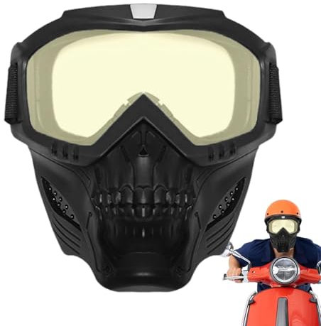 Motorradbrille mit abnehmbarer Gesichtsmaske,Skibrille, Motorrad-Reitbrille Brille, Dirtbike ATV Motocross Brille, Reiten Offroad Radfahren Motorrad Schutzbrille Anti-UV für Männer Frauen Jugend
